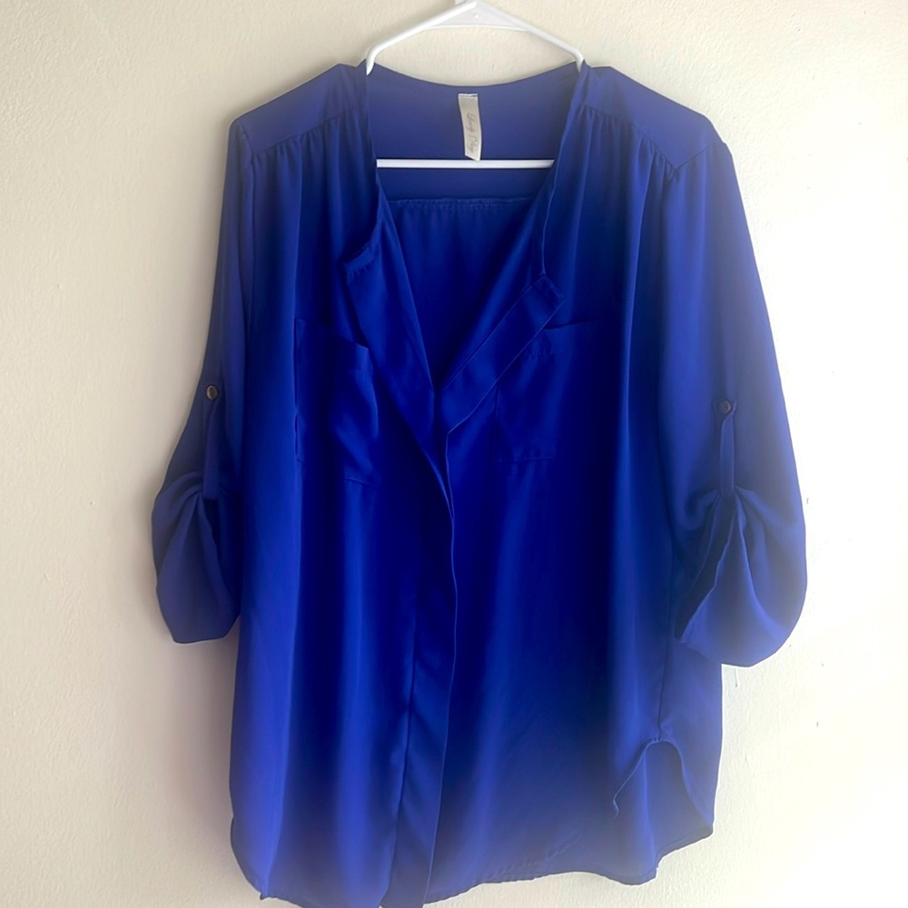 Women’s Lovely Day V-Neck Blouse - Royal Blue - medium